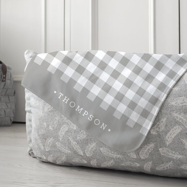 Grey Buffalo Plaid Personalized Sherpa Blanket (Creator Uploaded)