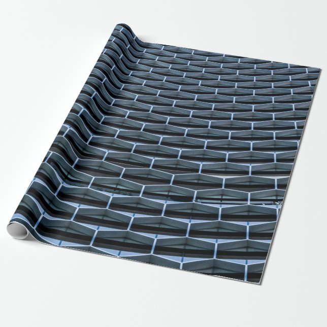 Grey building under clear blue sky wrapping paper (Unrolled)