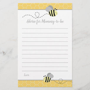 Grey Bumble Bee Advice For Mommy Baby Shower Card