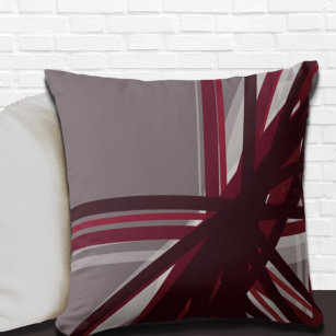 Grey & Burgundy Artistic Abstract Throw Pillow