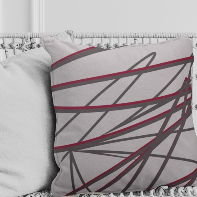 Grey & Burgundy Modern Elegant Abstract Throw Pillow (Creator Uploaded)
