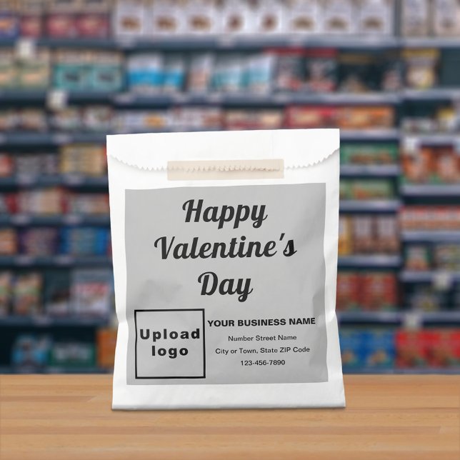 Grey Business Brand; Valentine; Paper Bag (Gray business brand with Valentine greeting on paper bag.)