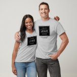 Grey Business Logo Company Name Staff T-Shirt<br><div class="desc">A versatile grey tee featuring a customizable logo area with editable business name, slogan, website, or location text on front and back. The neutral colour makes it easy to match any brand palette and works well for everyday staff wear, company outings, and promotional events. Upload your logo and edit all...</div>