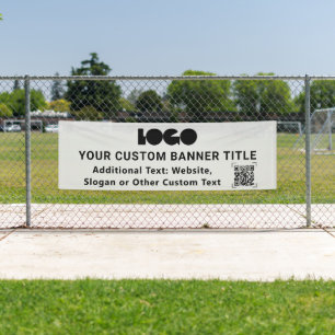 Grey Business Logo Company QR code Outdoor 2,5x8 Banner