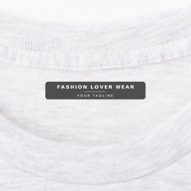 Grey Business Name Clothing Brand Fabric Iron On (Affixed)