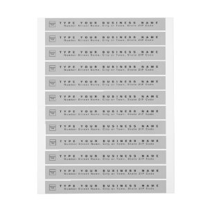 Grey Business Return Address Slim Wrap Around Label