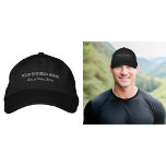 Grey Business Text Embroidered on Cap<br><div class="desc">Cap that you can customize by typing your business name, city or town and state. The text will be embroidered on the cap. Thread colour is grey. You can include it in your promotional products, giveaway items or gifts to your customers or clients, a marketing strategy to advertise your business...</div>