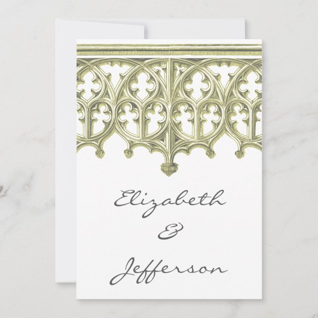 Grey & Buttercream Cathedral Wedding Invitations (Front)