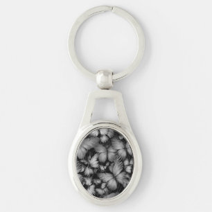 Grey Butterflies Print Keychain