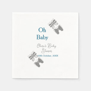 Grey butterfly blue baby shower oh baby modern ext napkin
