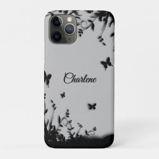 Grey Butterfly Garden Personalized iPhone 11 Pro Case