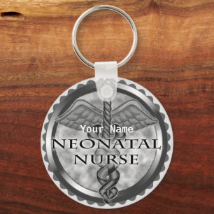Grey caduceus Neonatal Nurse Keychain