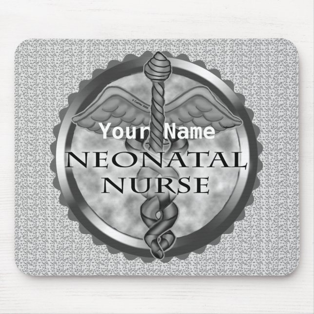 Grey caduceus Neonatal Nurse Mouse Pad (Front)