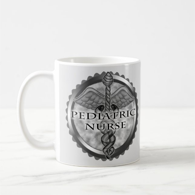 Grey caduceus Pediatric Nurse Coffee Mug (Left)