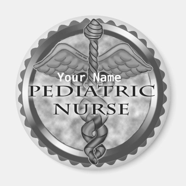 Grey caduceus Pediatric Nurse Magnet (Front)