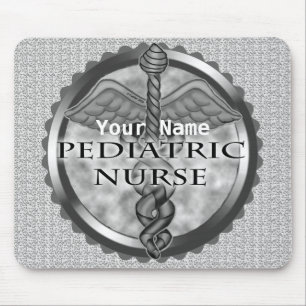 Grey caduceus Pediatric Nurse Mouse Pad