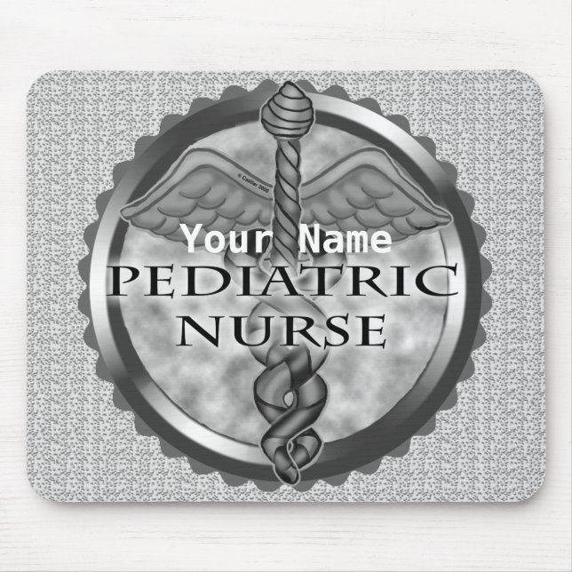 Grey caduceus Pediatric Nurse Mouse Pad (Front)