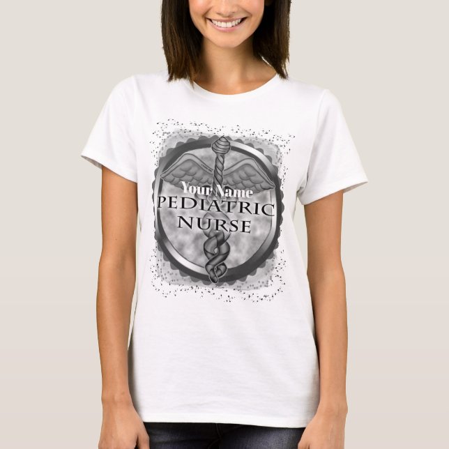 Grey caduceus Pediatric Nurse T-Shirt (Front)