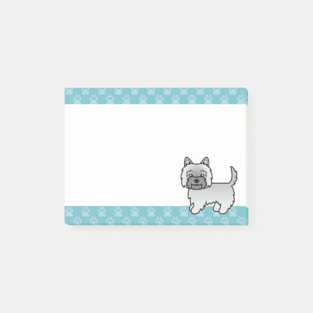 Grey Cairn Terrier Cute Cartoon Dog Illustration Post-it Notes (Front)