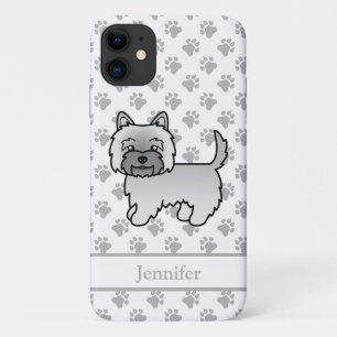 Grey Cairn Terrier Cute Cartoon Dog & Name iPhone 11 Case