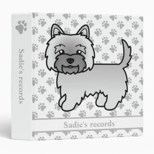 Grey Cairn Terrier Cute Cartoon Dog & Text Binder