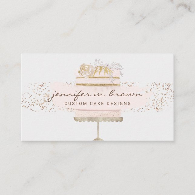 Grey Cake Decoration Bakery Pastry Patisserie Business Card (Front)