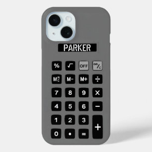 Grey Calculator with Name  iPhone 15 Case