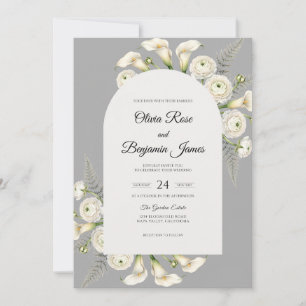 Grey Calla Lily Wedding Invitation