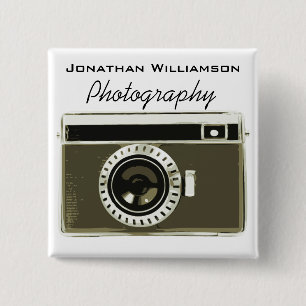 Grey Camera Photography Business 2 Inch Square Button