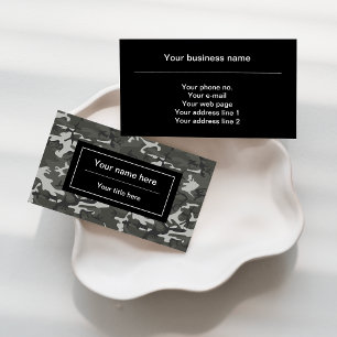 Grey Camo, Camouflage, Military, Army Business Card
