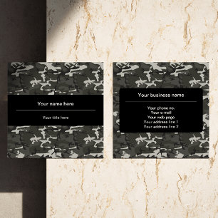 Grey Camo, Camouflage, Military, Army Square Business Card