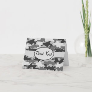 Grey Camo Camouflage Thank You Custom Card