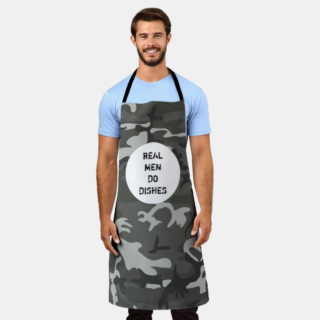 Grey Camo Military Men's Personalized Apron (Worn)