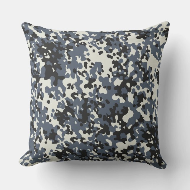 Grey Camo Pattern Pillow (Front)