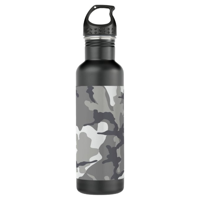 Grey Camo Steel 24 oz. water bottle (Front)