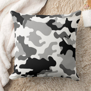 Grey Camo Throw Pillow