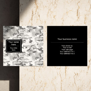 Grey Camo, Winter Camo, Snow Camouflage, Military Square Business Card