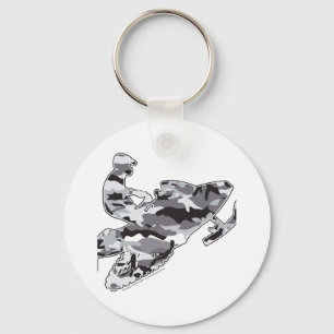 Grey Camoflage Snowmobiler Keychain
