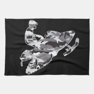 Grey Camoflage Snowmobiler Kitchen Towel