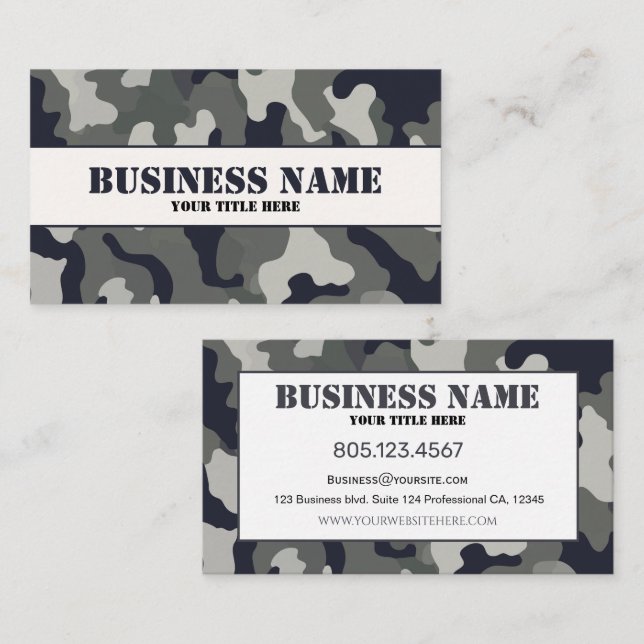 Grey Camouflage Business Card (Front/Back)