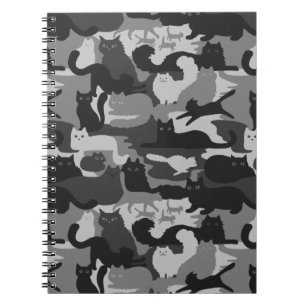Grey Camouflage Cats Pattern Grey Kitty Cats Camo Notebook