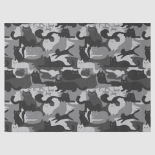 Grey Camouflage Cats Pattern Grey Kitty Cats Camo Tissue Paper