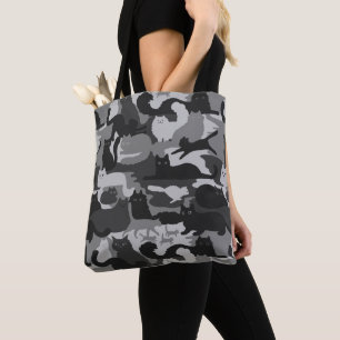 Grey Camouflage Cats Pattern Grey Kitty Cats Camo Tote Bag