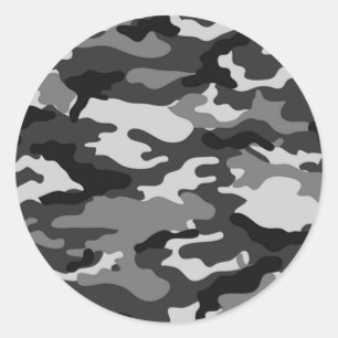 Grey camouflage classic round sticker