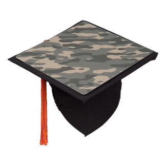 Grey camouflage graduation cap topper