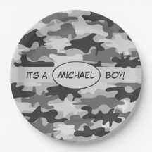 Grey Camouflage Its A Boy Name Personalized