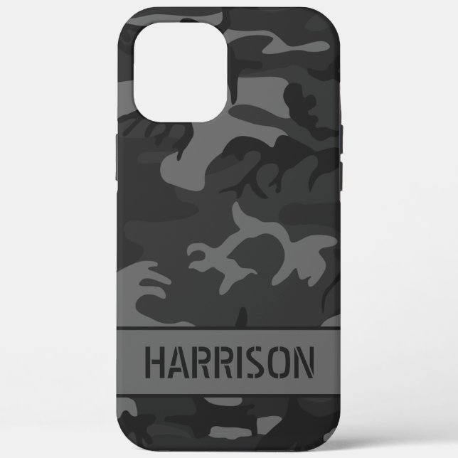 Grey Camouflage Monogram Case-Mate iPhone Case (Back)