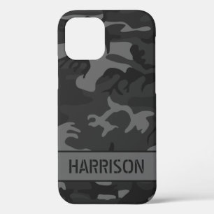 Grey Camouflage Monogram iPhone 12 Case