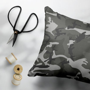 Grey Camouflage Pattern, Military Pattern, Army Accent Pillow