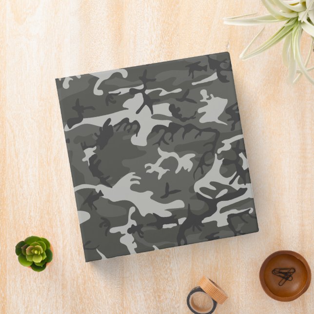 Grey Camouflage Pattern, Military Pattern, Army Binder (In Situ)